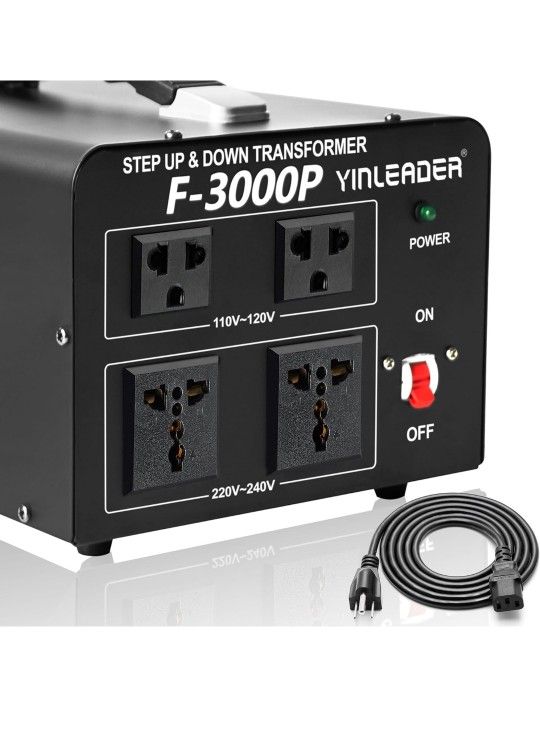 Yinleader 3000 Watt Voltage Converter Transformer Step Up 110V to 220V or Step Down 220V to 110V Power Converter Adapter for use in The United States 