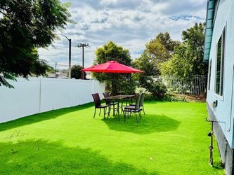 Patio set with umbrella