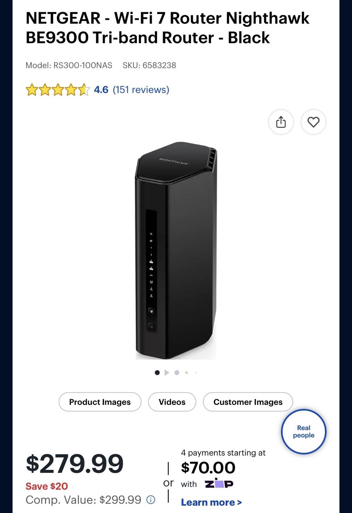 Netgear Nighthawk RS300 WiFi 7 Router