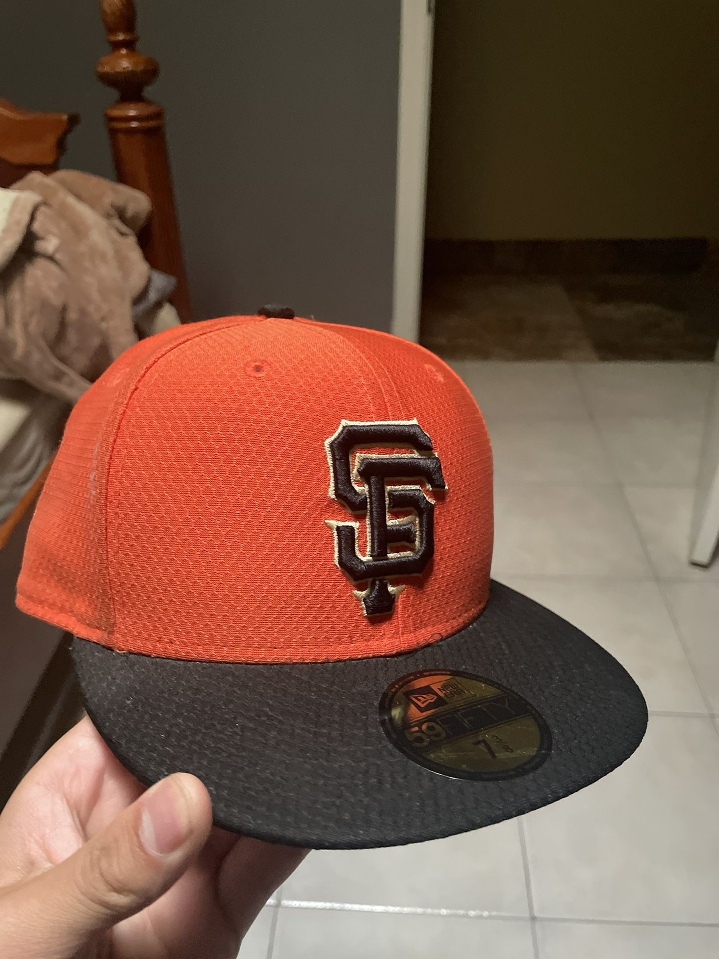 SF Giants Cap Black And Orange Size 7 3/8