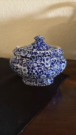 Calico Blue (Crownford Stamp) Sugar Bowl & Lid