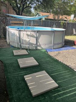 14ft Above Ground Pool With Ladder & Canopy 