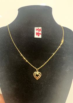 14K Solid Gold Chain and Pendant For Wedding 18 Inches Long 