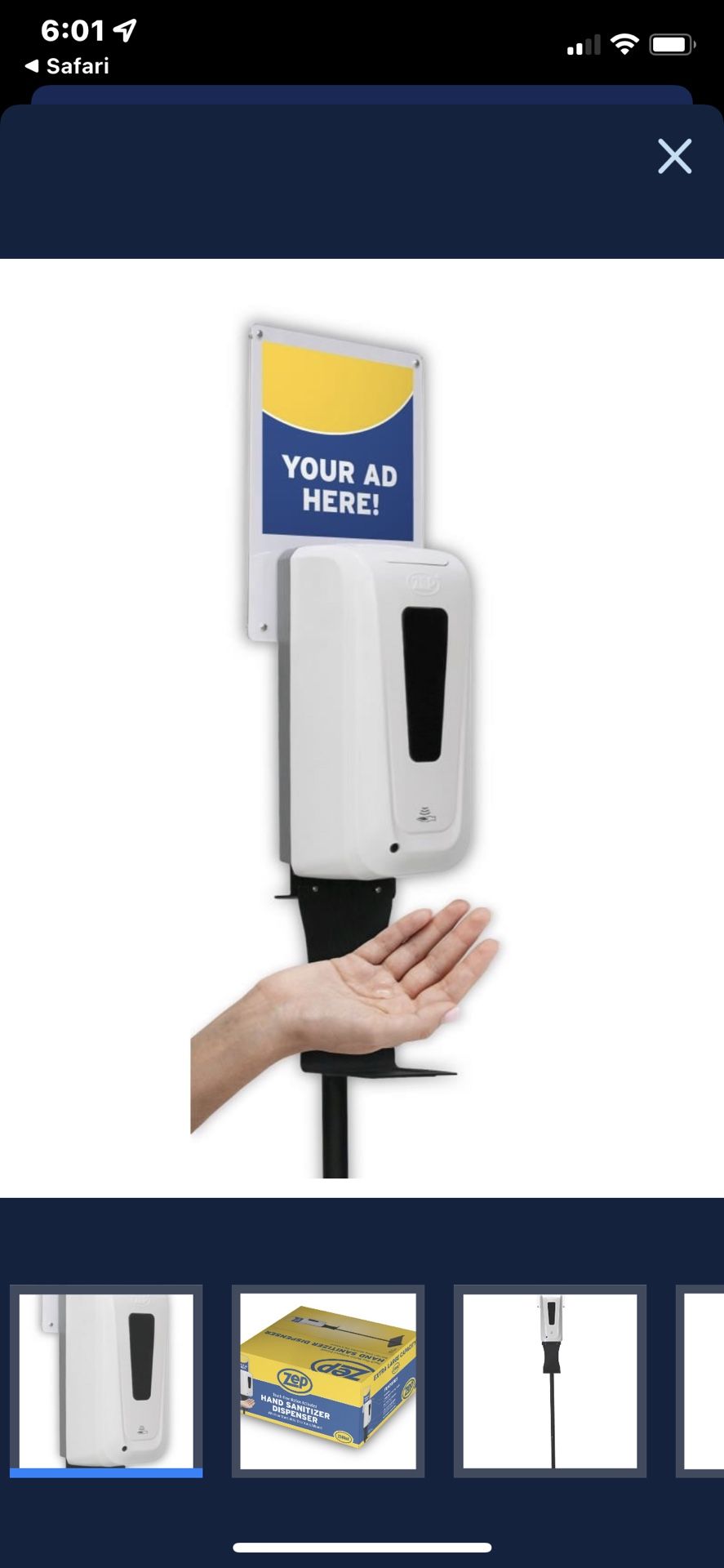 Zep Hand Sanitizer Dispenser With Floor Stand