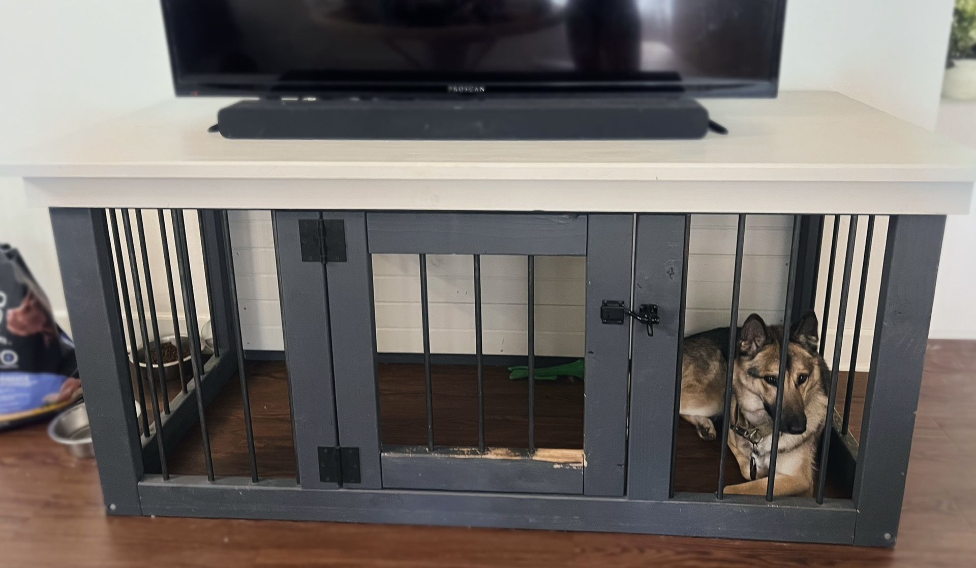dog crate kennel entertainment stand