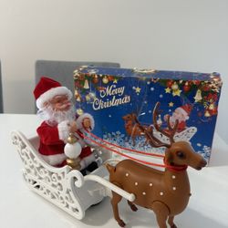 Santa Claus Electric Reindeer Sled Toy – Music & Walking, Great Condition!