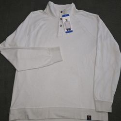 Margaritaville Island Reserve White Pullover Mens Large 1/4 Snap Buttons