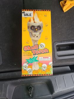 Rare Vintage 2001 Halloween Talking Flaming Skull Torch Light Up Flash Joy Chief