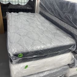 TWIN SIZE HYBRID MATTRESS & BOX SPRING BED SET