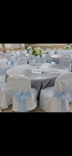 Silver Satin Table Covers **MUST SELL ASAP**