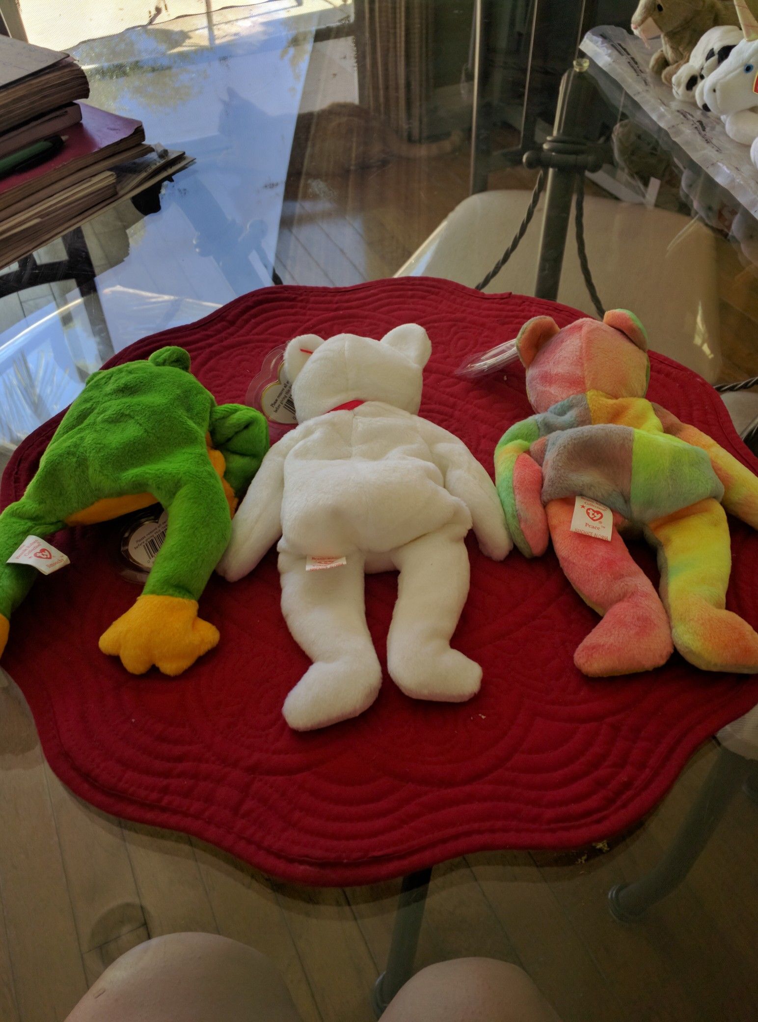 Ty beanie original baby, Smoochy, Valentino and Peace.