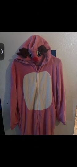 Pink Reindeer Fleece Onesie Pajamas