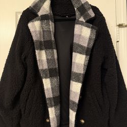 BLACK PLAID WINTER COAT 