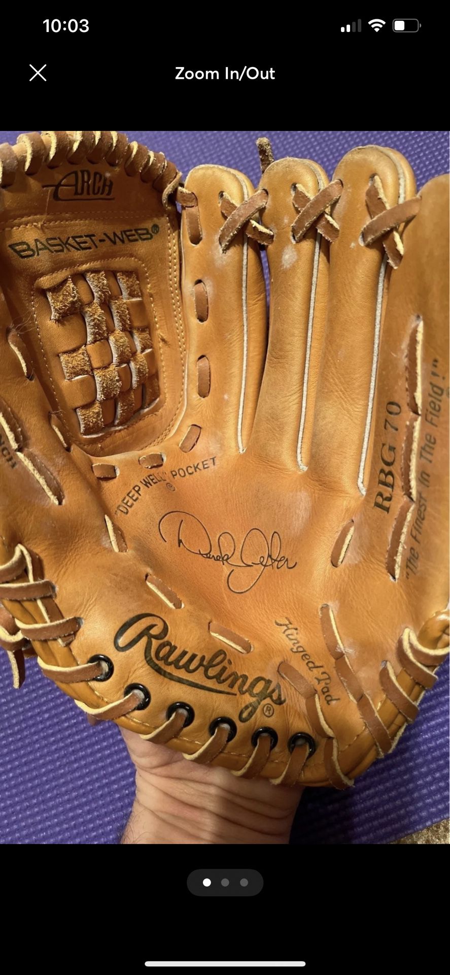 Rawlings Leather Baseball Glove RGB 70  Derek Jeter Signature Right Hand 11.5" A7