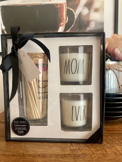 Rae Dunn candle and matches gift set