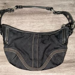 @Coach Vintage Mini Black Signature Canvas & Leather Shoulder Bag! / Excellent! ($50 Firm)