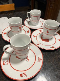 Dessert Plates And Mugs Tabletops Unlimited Christmas Macy's Boxed 8 Pc. Set New