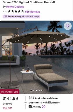 Direen 120'' Lighted Cantilever Umbrella