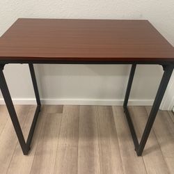 Small Faux-Wood And Metal Desk