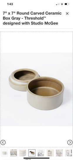 7" x 7" Round Carved Ceramic Box Gray - Threshold™ designed with Studio McGee
