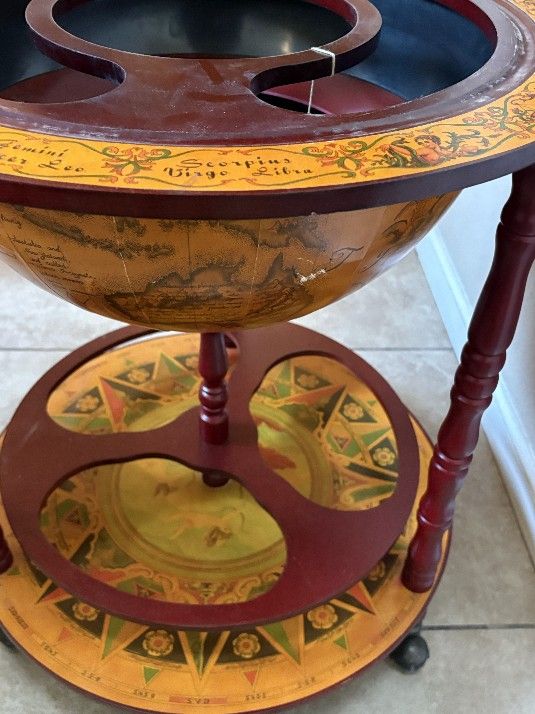 Design Toscano Old World Extended Shelf Italian Replica Globe Bar Cart