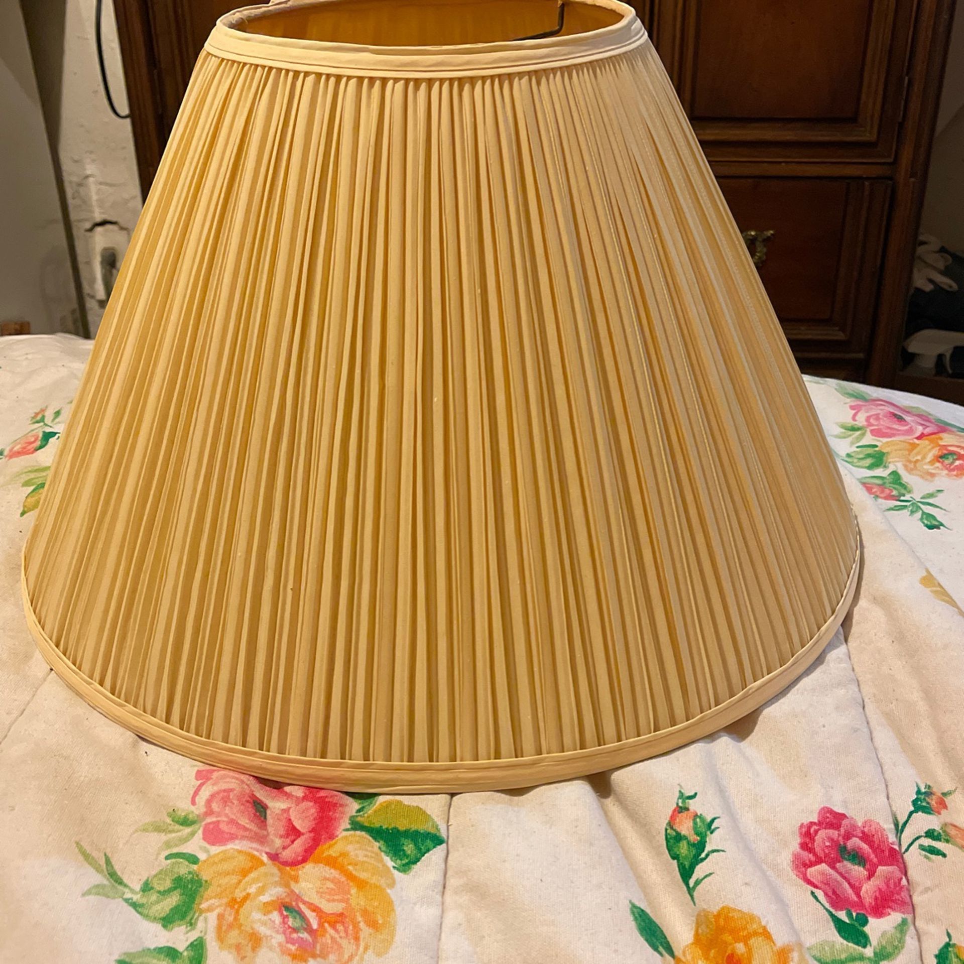 2 Vintage Cream Color Pleated Lamp Shades