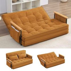 Modern Loveseat Floor Sofa Bed, 2 Seater Lazy Futon Sofa with Adjustable Backrest,Multiple Colors
