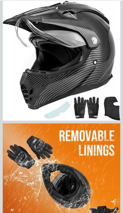 Carbon Fiber Motocross Helmet with Gloves Set