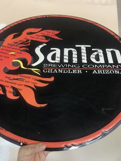 Round Metal San Tan Brewing Metal Sign 