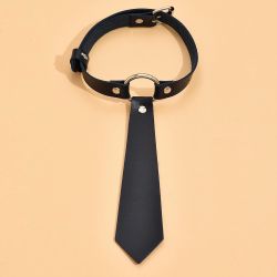 leather choker tie