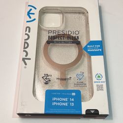 New Speck Presidio Perfect Clear With Glitter MagSafe Case for iPhone 14/13