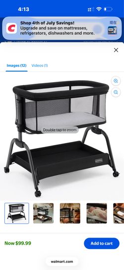 Bassinet Bedside Sleeper, Bedside Bassinet with Storage & Wheels for Infants, Black