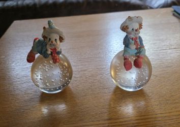 Vintage Hand Painted Clown On Glass Bubble Set