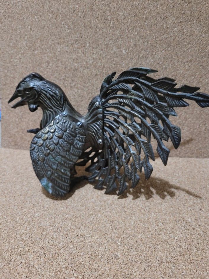 Vintage Antique Bronze/Brass Fighting Rooster 5" X 8".