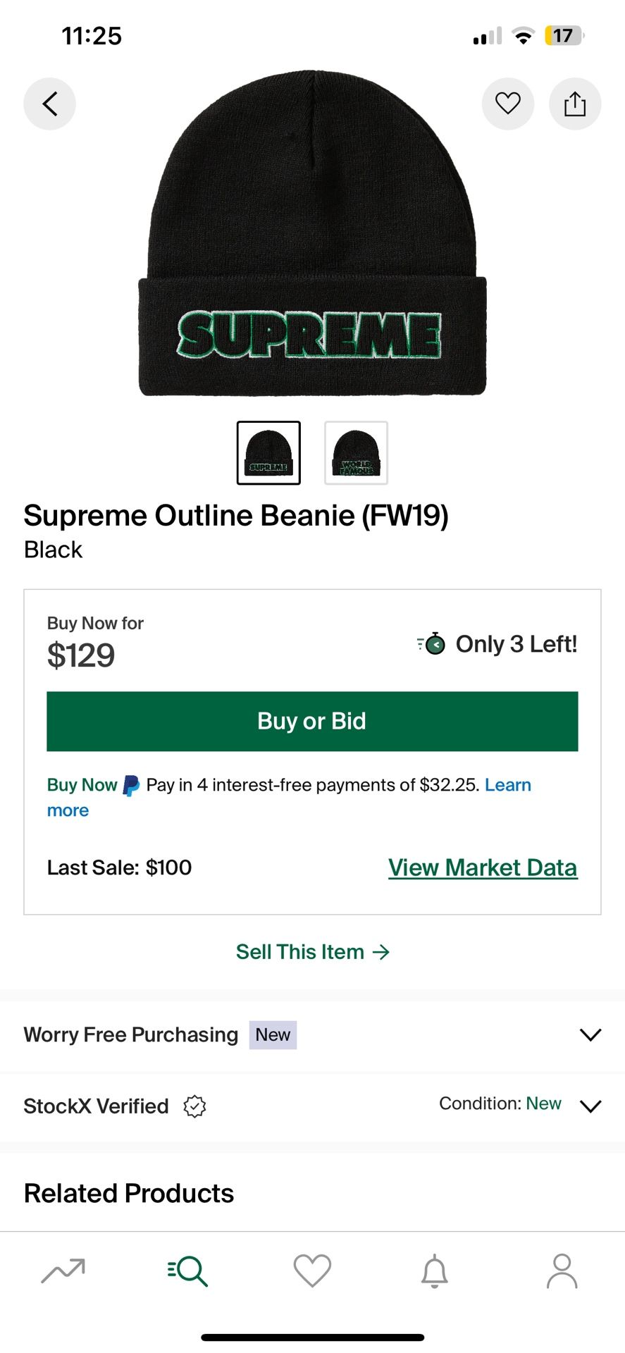 Supreme FW19 outline Beanie