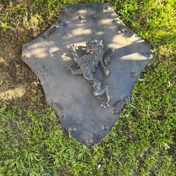Vintage Metal Lion Shield Hanging Piece 
