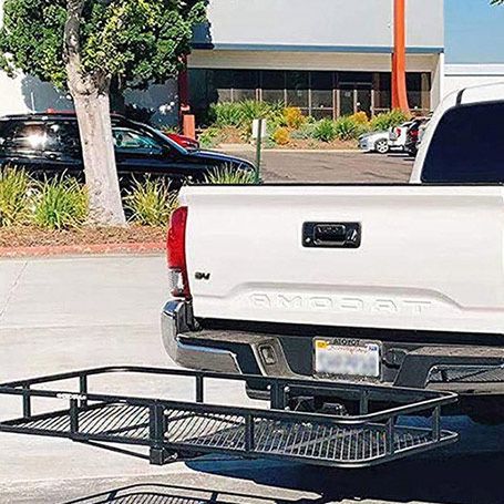 (Brand New) $125 Heavy-Duty Folding Cargo Rack Carrier 60x25” Fold Up Basket 2” Hitch Receiver 500 Lbs Max 