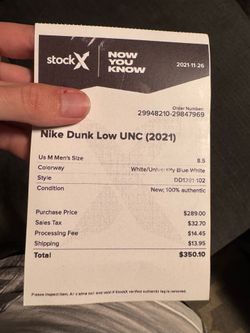 Nike Dunk Low Unc 8.5M