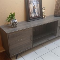 Contemporary T V Stand Gray 