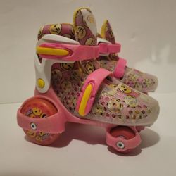 Girls Roller Derby Fun Roll Little Adjustable Skates Sz Youth 11-2 Pink Emojis