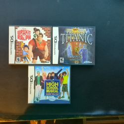 Nintendo DS Game Lot (3 Games) - Titanic, Wreck-it Ralph, High School Musical