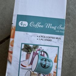 Glass Coffee Mug Set And Stand