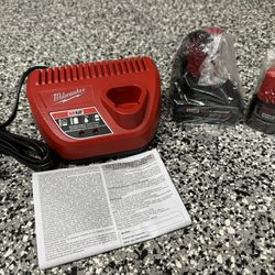 New - Milwaukee M12 4.0 Battery, 3.0 Battery, Charger