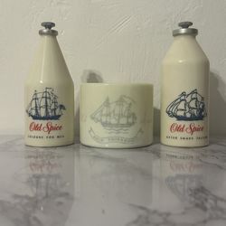 Vintage Old Spice Bottles; After Shave, Cologne, and cup