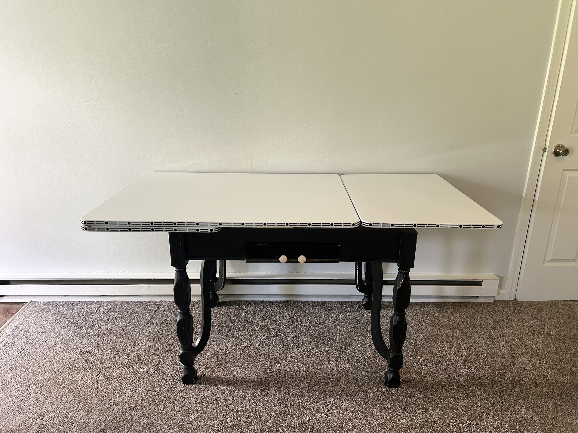 Large Vintage Expandable Enamel Top Table