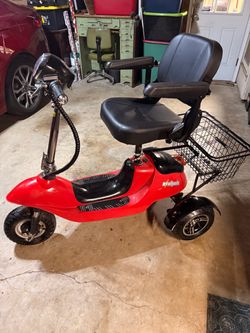 EWheels EW-19 Sporty 3-Wheel Electric Mobility Scooter, Red, 15 MPH, Basket, LED Light, Charger