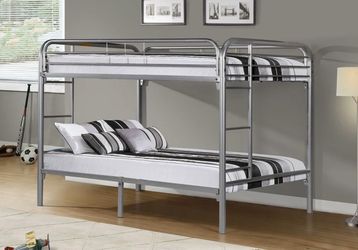 Full/Full Metal Bunk Bed Silver Color Finish 78.7"W x 56.9"D x 58.7"H