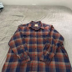 Red Head Mens 3XL XXL Red Blue White Plaid Long Sleeve Cotton Flannel Pockets