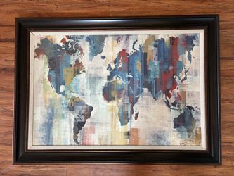 Abstract World Map Framed Wall Art