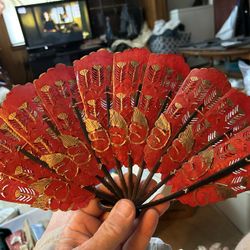 antique hand painted spanish fan 